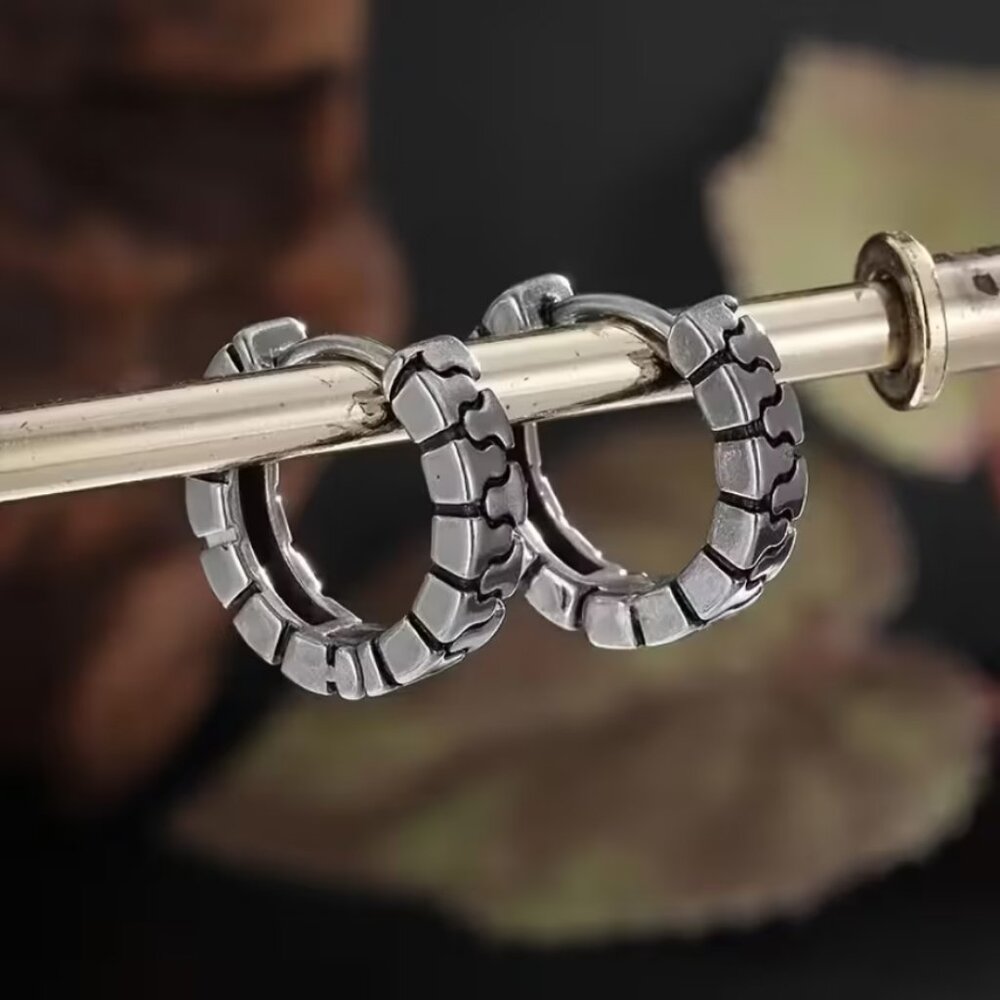 14K White Gold Mens Round Small Hoop Earrings Guys New 14 Karat Silver Jewelry